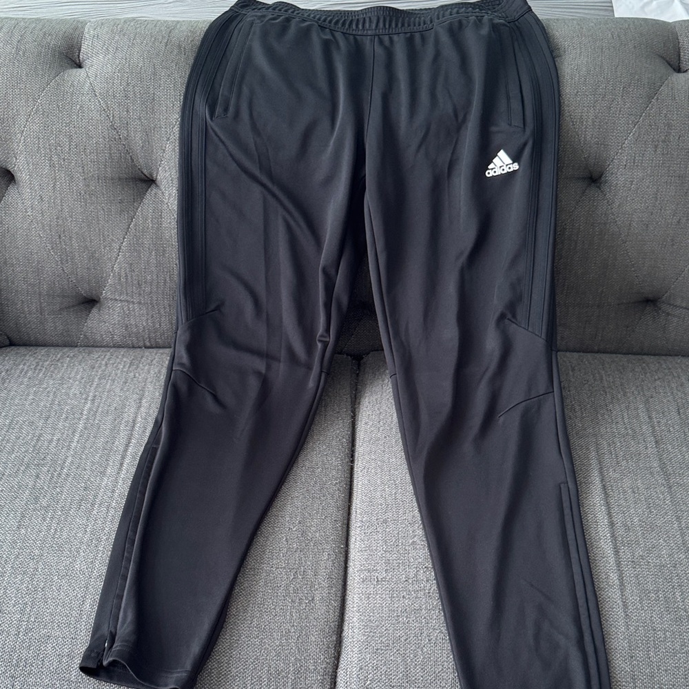 adidas Black Training Pants with White Logo